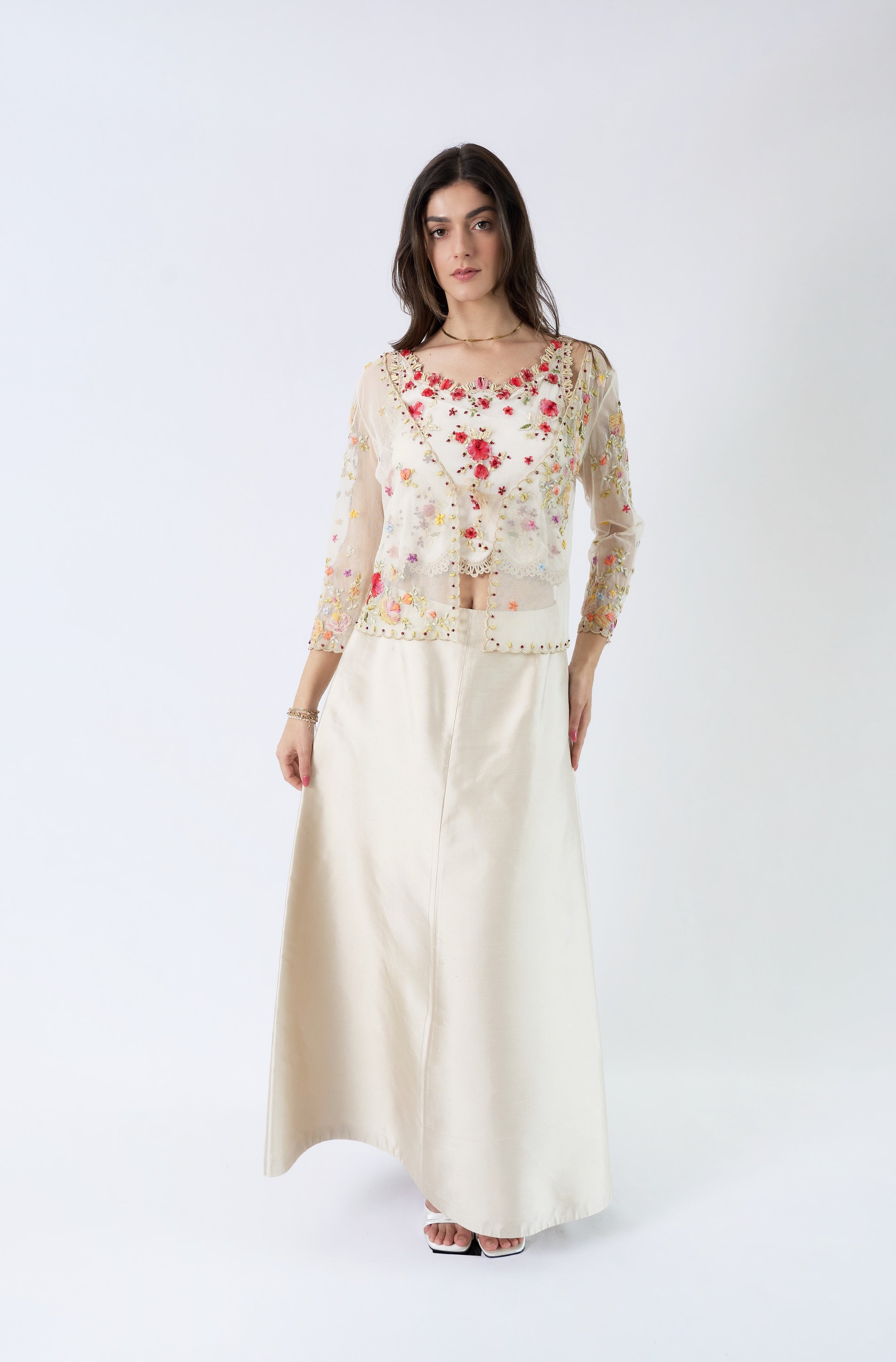 Valentino SS2000 Floral Embroidered Tulle 3 Piece Set | Thetis Vintage