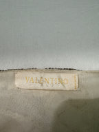 Valentino FW2003 ivory beaded floral bodice tiered silk chiffon gown tag. bridal, wedding, reception look