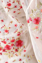 Valentino SS2000 embellished floral reversible camisole, mesh jacket and silk shantung skirt — soft fabric view with tulle and embroidery