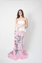 Valentino SS2007 Strapless Silk Top with Pink Bow organza