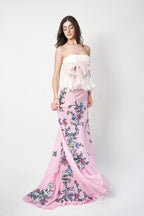 Valentino SS2007 Strapless Silk Top with Pink Bow organza paired with SS2003 Roberto Cavalli Pink "forget me not" skirt