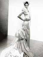 Valentino Sposa S/S 2007 Mikado gown with rosettes and bustle effect worn by Bianca Balti on Valentino bridal campaign. Valentino archival wedding dress bridal gown
