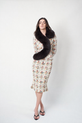 Christian Dior FW1999 needlepoint fox fur jacket by John Galliano — front view model
