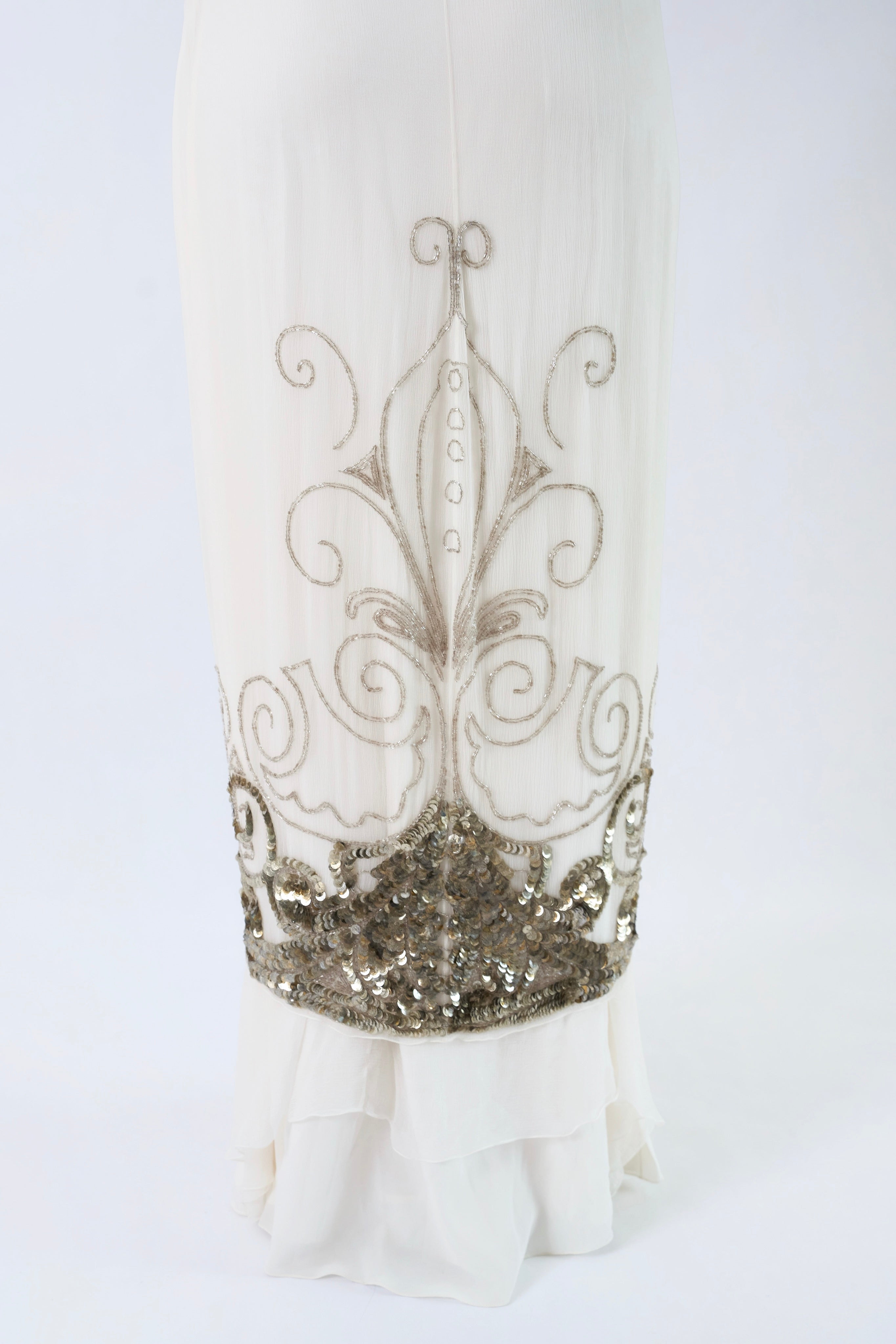 dior by galliano fw 2009 gown silver filigree embroidery and sequin hem, back view