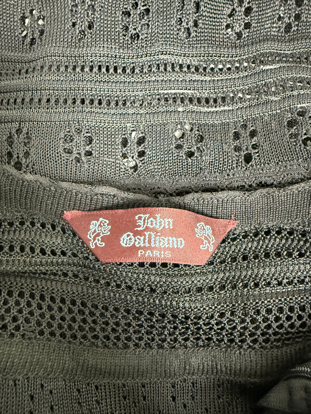 John Galliano SS1998 — woven brand label runway, archival