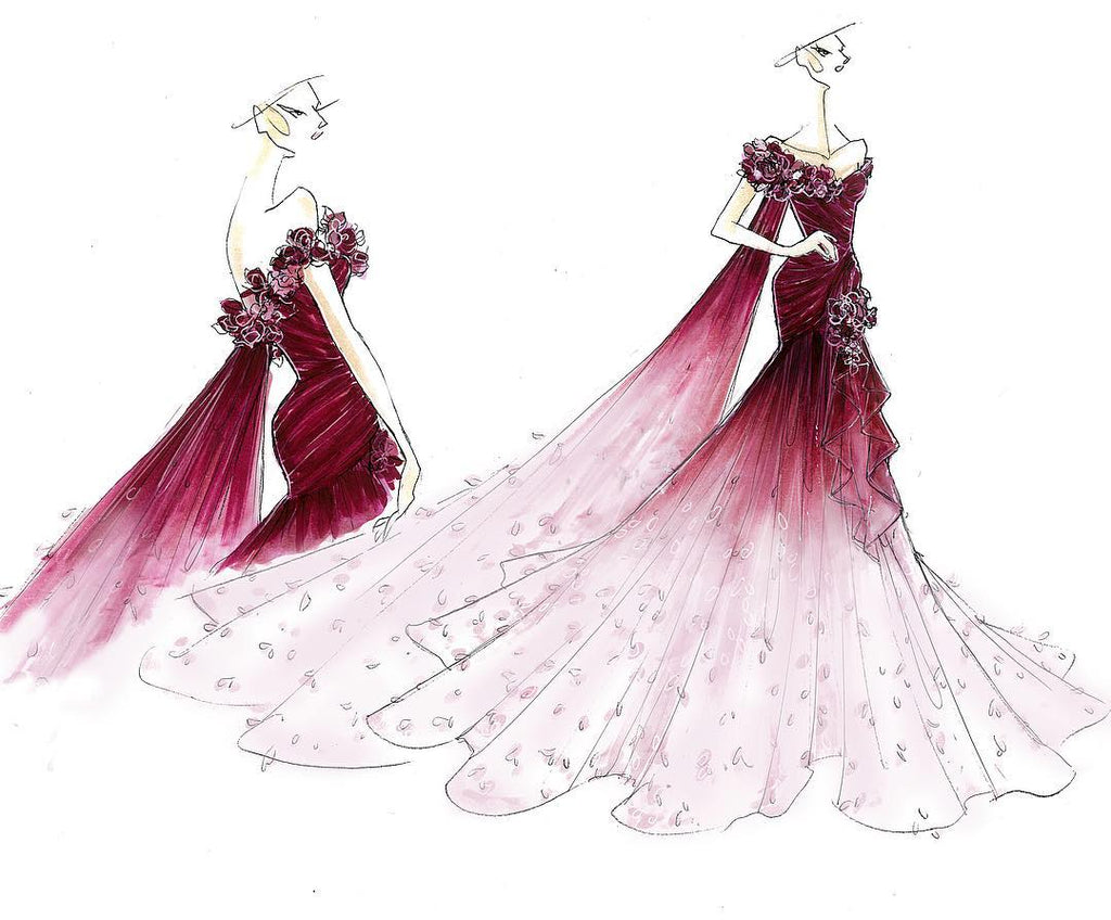 Marchesa 2018 Met Gala Ombré Floral Appliqué Gown worn by Scarlett Johansson
