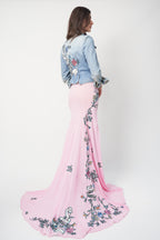 Roberto Cavalli SS2003 set — back view showing full embroidery coverage across jacket and skirt