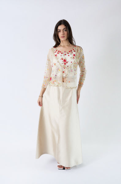 Valentino SS2000 Floral Embroidered Tulle 3 Piece Set | Thetis Vintage