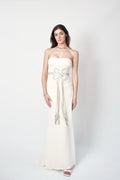 Valentino SS2006 ivory Budellini knot crystal tassel gown — front view on mannequin Keira Knightley